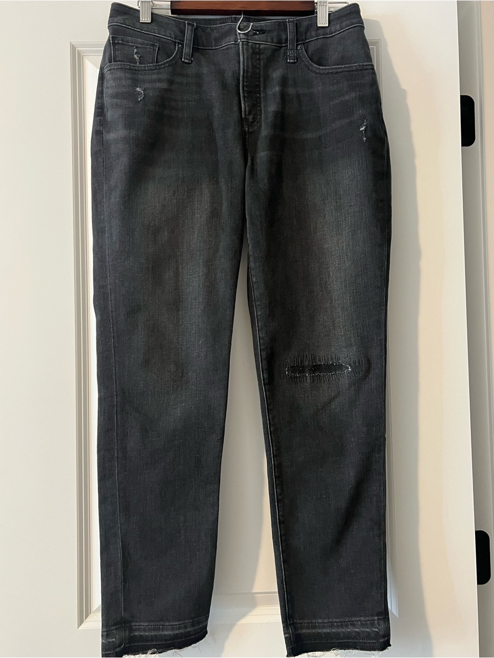 Chico's So Slimming Girlfriend Slim Ankle Jeans with Distressed Knee